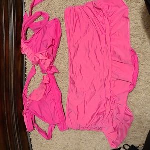 Kenneth Cole reaction padded halter bikini and skirted bottom